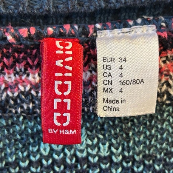 Divided by H&M Women's Aztec Knit Cardigan Sweater Size 4 Multicolor - Picture 5 of 6